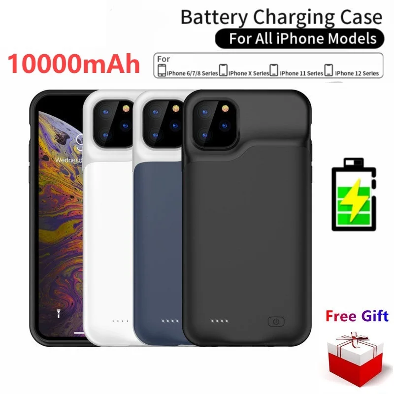 

Чехол-аккумулятор 10000 мАч для iPhone 13 Pro 12 11 Pro Max, умный внешний аккумулятор, зарядное устройство, чехол для iPhone XS Max XR 7 8 Plus SE