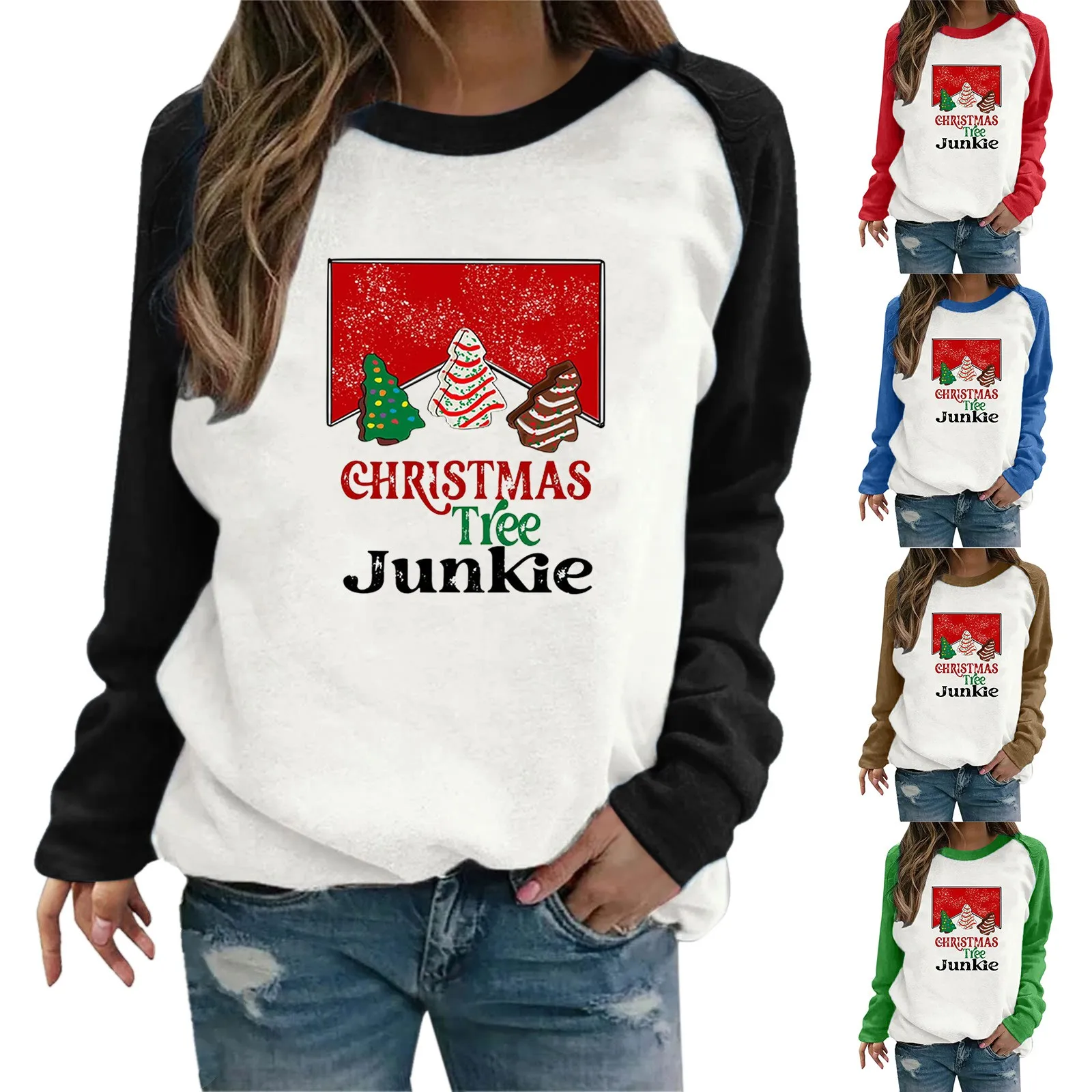 

5xlt Hoodie Women's Fleece Sleeve Printing Fleece h Contrast Long Sleeve Pullover Sweater Top Stripped Sweater Women