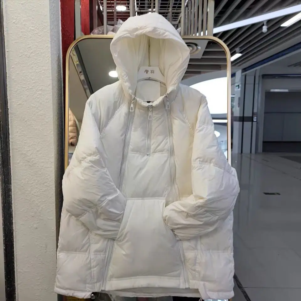 Winter Double Zipper Down Cotton Padded Jacket Parka Warm Coats New Oversize Brands Tops Free Shipping Hoodies Cotton Jacket