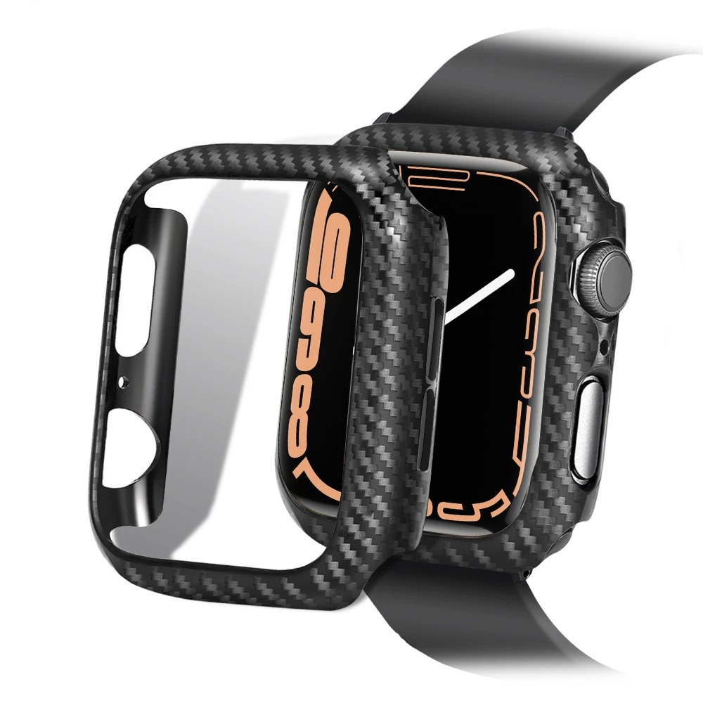 

Cover For Apple watch case 44mm 40mm 45mm 41mm 42mm 38mm Carbon fiber Bumper Protector iWatch series 3 4 5 6 SE 7 Accessories