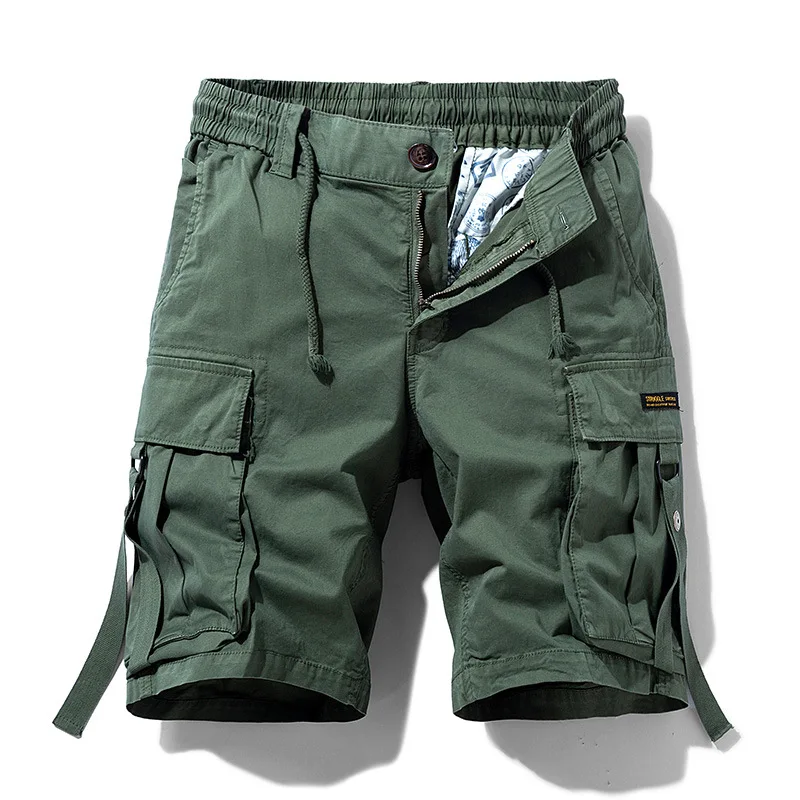 

2023 Men's Summer Cargo Shorts Casual Cotton Shorts Sweatpants Solid Color Drawstring Basketball Pants Male Clothing Streetwear