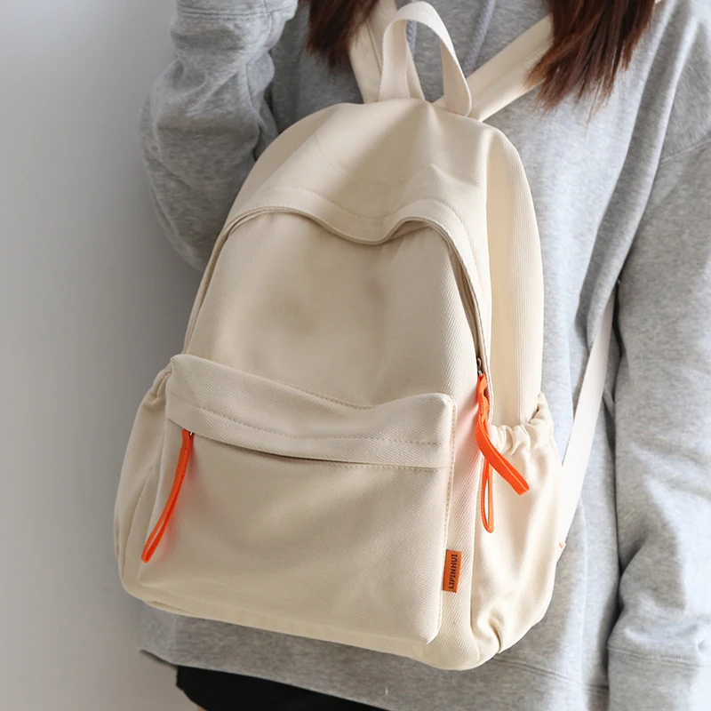 

Холщовый Рюкзак для женщин, универсальная однотонная модная школьная сумка в Корейском стиле, для студентов колледжа, повседневные плечи