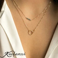 kaifanxi crystal pendant choker simple stainless steel womens necklace fashion jewelry