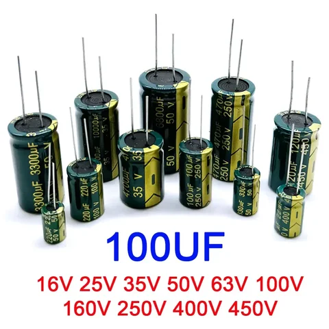 Высокочастотный алюминиевый электролитический конденсатор 100 мкФ