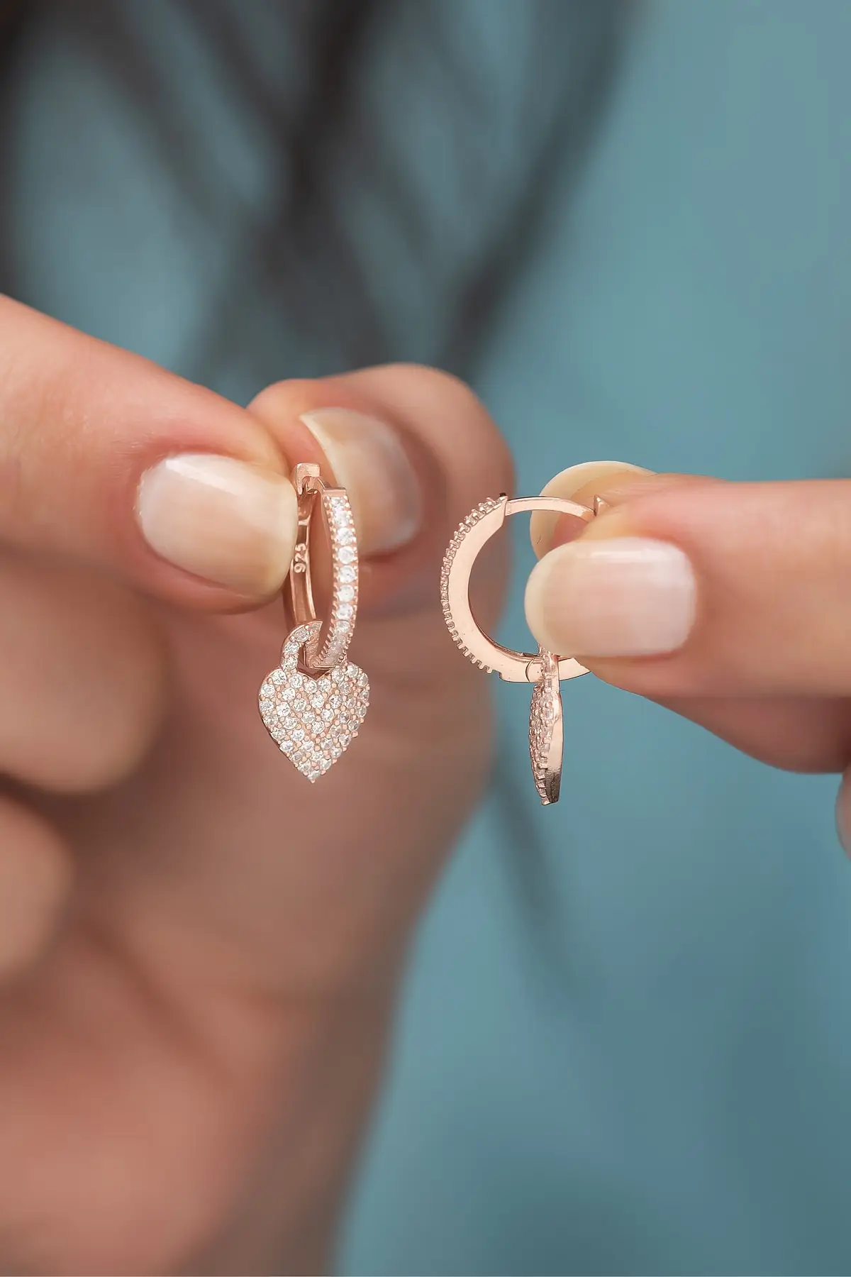 

925 sterling Silver Zircon Stone Heart Earrings