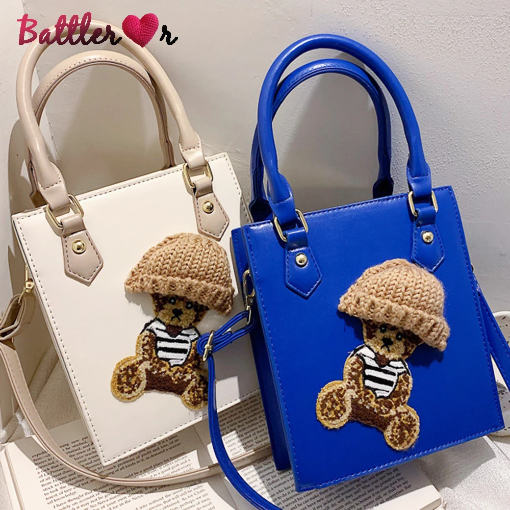 

Purses and Handbags for Women Fashion 3D Bear Leather Flaps Chain Square Tote Bag Women Shoulder Crossbody Bags Sac A Main Femme