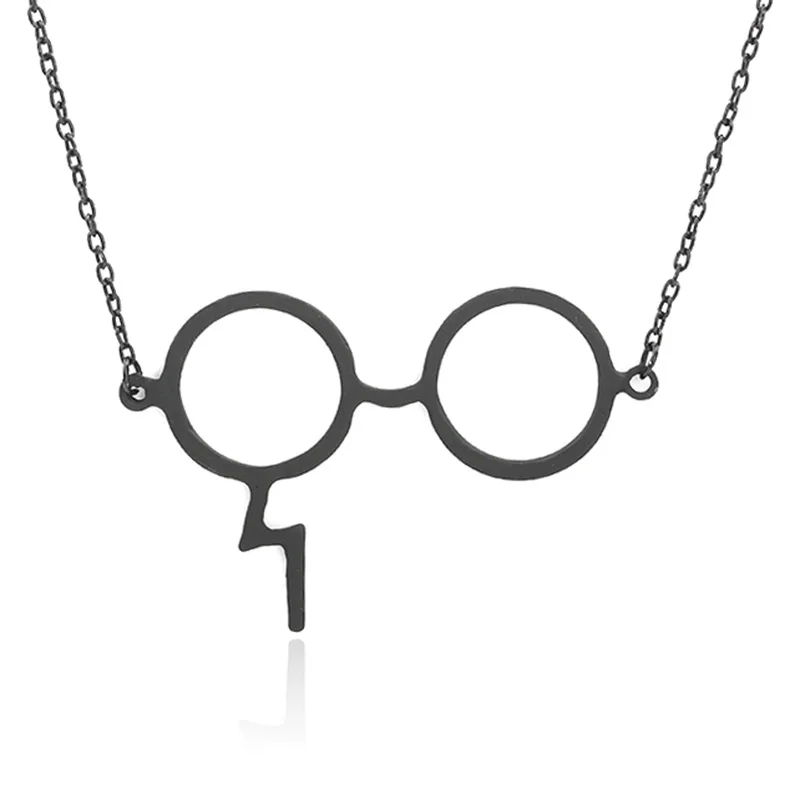 

Kawaii Glasses Accessories Funny Harries Frame Necklace Potters Creative Geek Scar Lightning Alloy Jewelry Decorative Gift