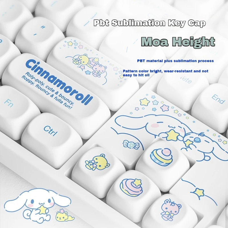 Новая трехрежимная механическая клавиатура Sanrio Cinnamoroll 5108b Plus мышь беспроводная
