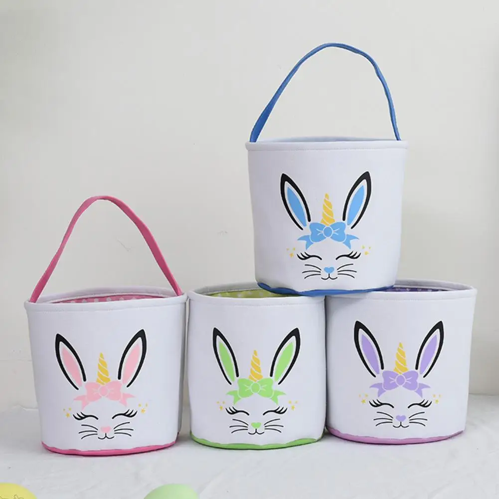 

2022 Easter Storage Basket Multipurpose Add Atmospheres Fabric Bunny Unicorns Easter Tote Bags Gifts Bag for Festival