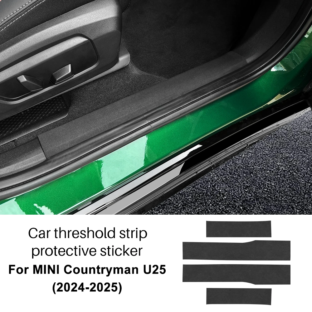 

Для Mini Countryman U25 2024 2025 4 шт. наклейки на порог автомобиля протектор порога искусственная кожа карбоновая текстура наклейки аксессуары