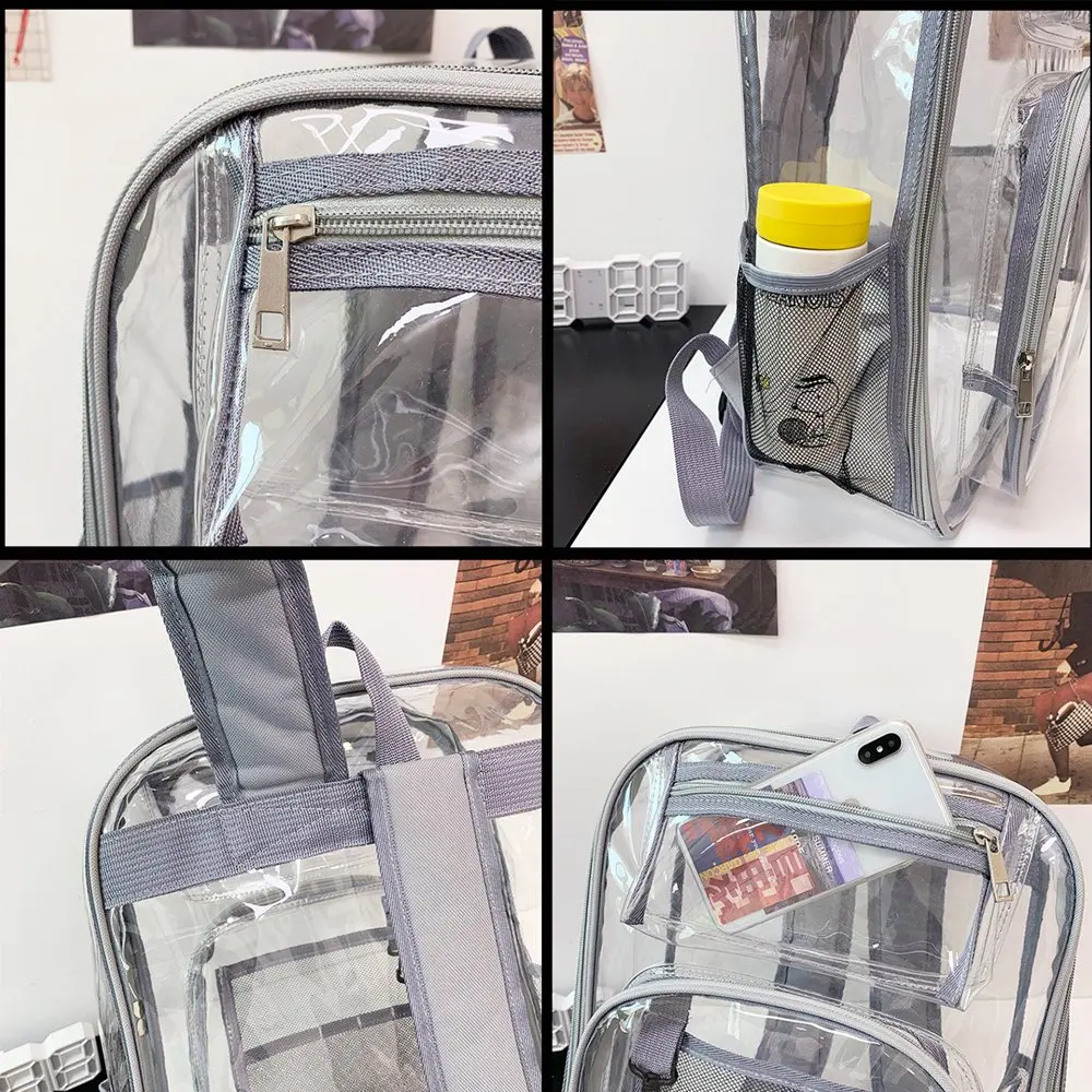 Clear Backpack Heavy Duty Transparent Student Bookbag Stadium Approved See Through PVC School Bag for Kids Adults