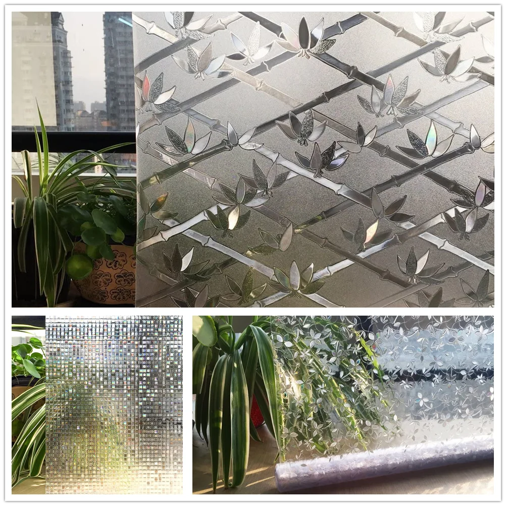 

3D Bamboo Window Film Ecology Non Toxic Static Decoration for UV Rejection Heat Control Energy Saving Privacy Glass Stickers