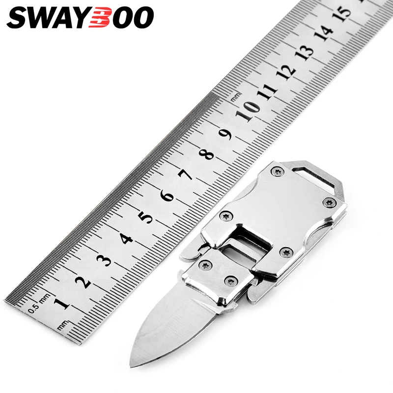 

Складной нож из нержавеющей стали Swayboo, маленький складной нож, карманный нож для повседневного использования, мини-нож для ключей с ремешко...