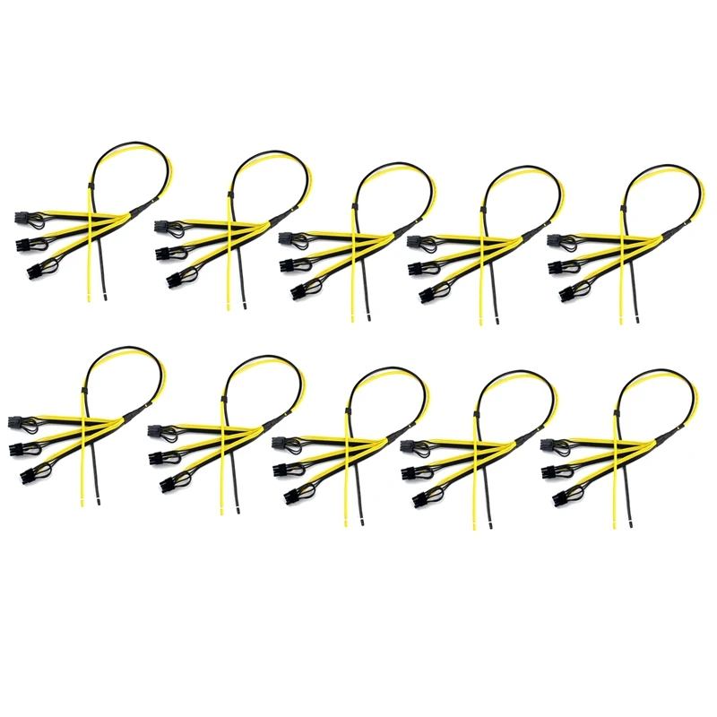 

10Pcs/Set 1 To 3 Power Supply Cable 8P(6+2P) Adapter Cable Splitter Wire 12AWG+18AWG Power Cord