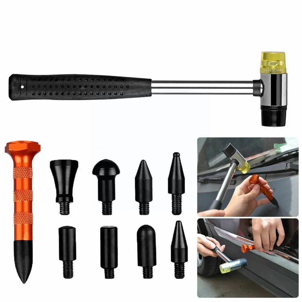 

PDR Tools Paintless Dent Repair Kit Auto Body Dent Puller Heads Tabs Hail Tap Slide Down Repair Hammer Dings Removal Dent 8 S1O3