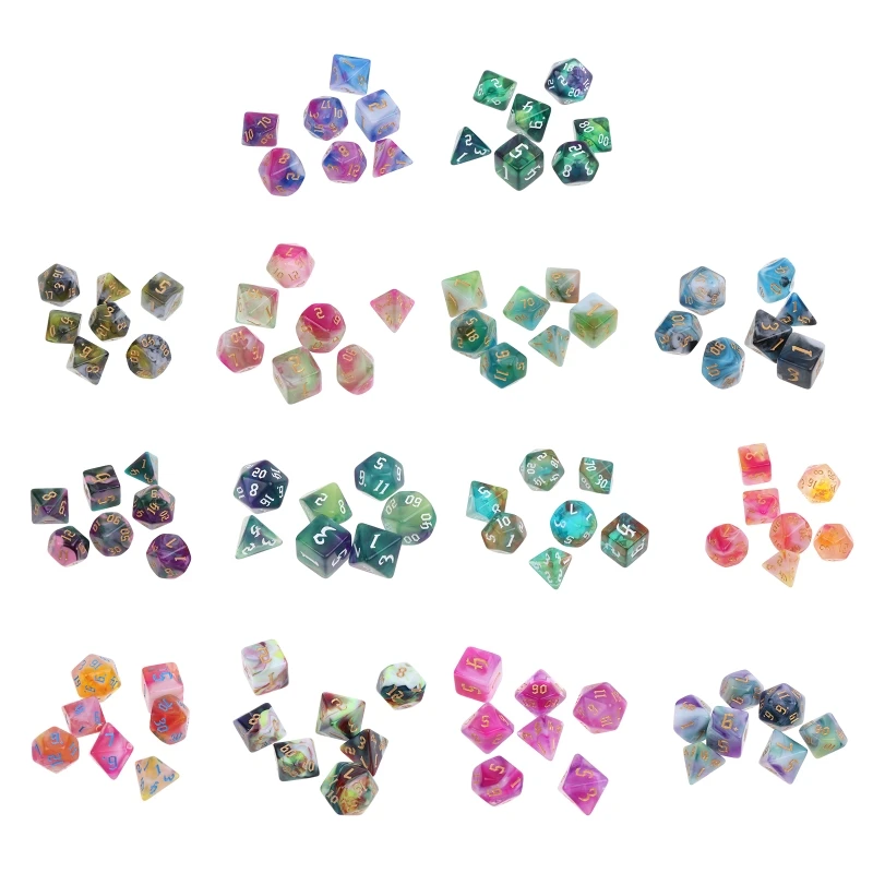 

7 Pcs Acrylic RPG Polyhedral Dice RPG MTG Table Game Dice High Quality