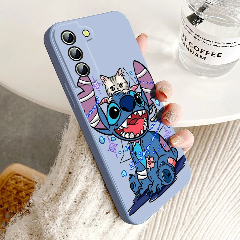 

Cute Disney Stitzer For Samsung Galaxy S23 S22 S21 S20 FE Ultra Plus S10 Lite 5G Liquid Rope Phone Case