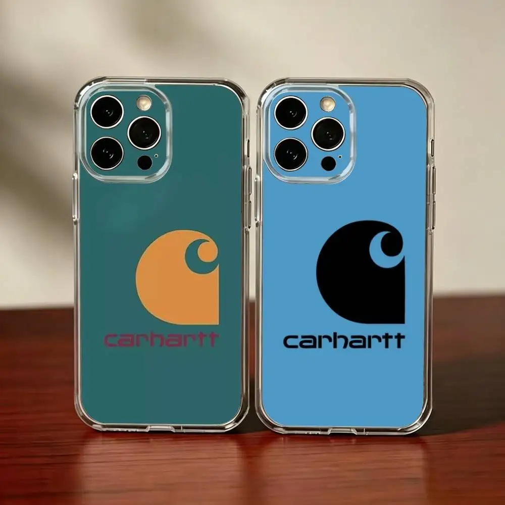 Фото Кожаный чехол для телефона C-Carhartt с логотипом для iPhone 17 16 15 14 13 12 11 Mini Pro Max Plus, прозрачная накладка №1