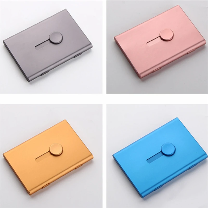 Metal Business Card Holder Hand Push Card Case Bank Card Membership Package Ultra Thin Business Card Packaging Box Organizer