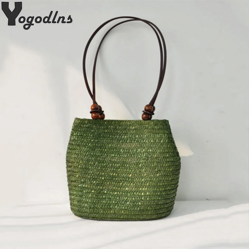 

Casual Straw Shoulder Bags For Women Wicker Woven Handbags Handmade Summer Beach Rattan Bag Female Travel Large Capacity Totes