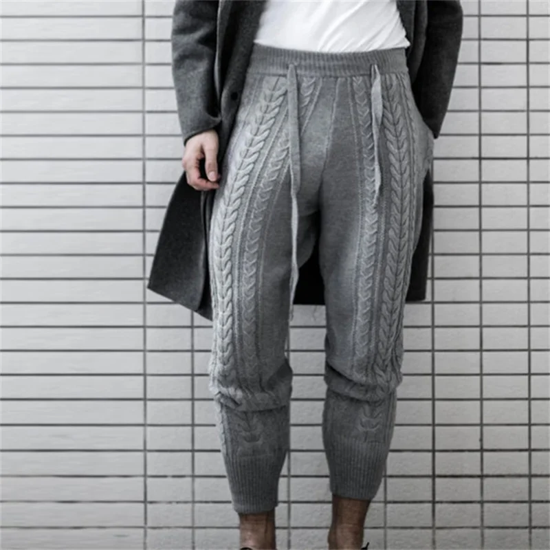 

Men's Knitted Pants Solid Color Casual Pants Warm Pants 2022 Spring Festival