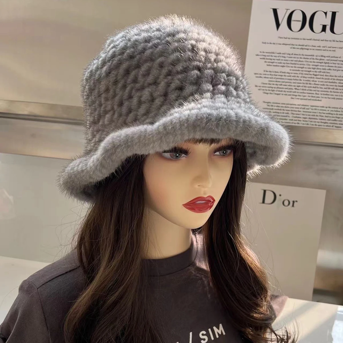 Зимние женские шапки из норкового меха вязаная шапка натурального модная