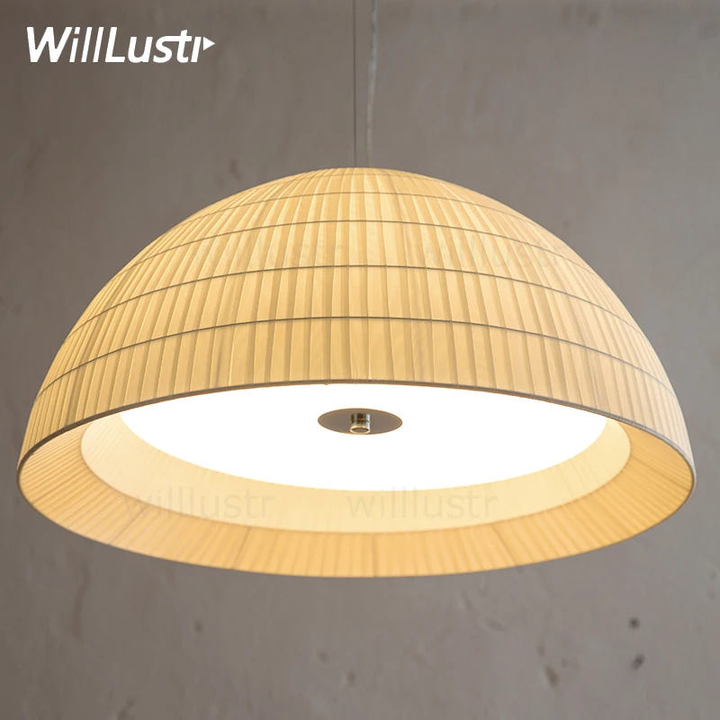 

minimalist fabric glass shade pendant lamp nordic Europe home bedroom hotel dinning room restaurant half sphere pendant light