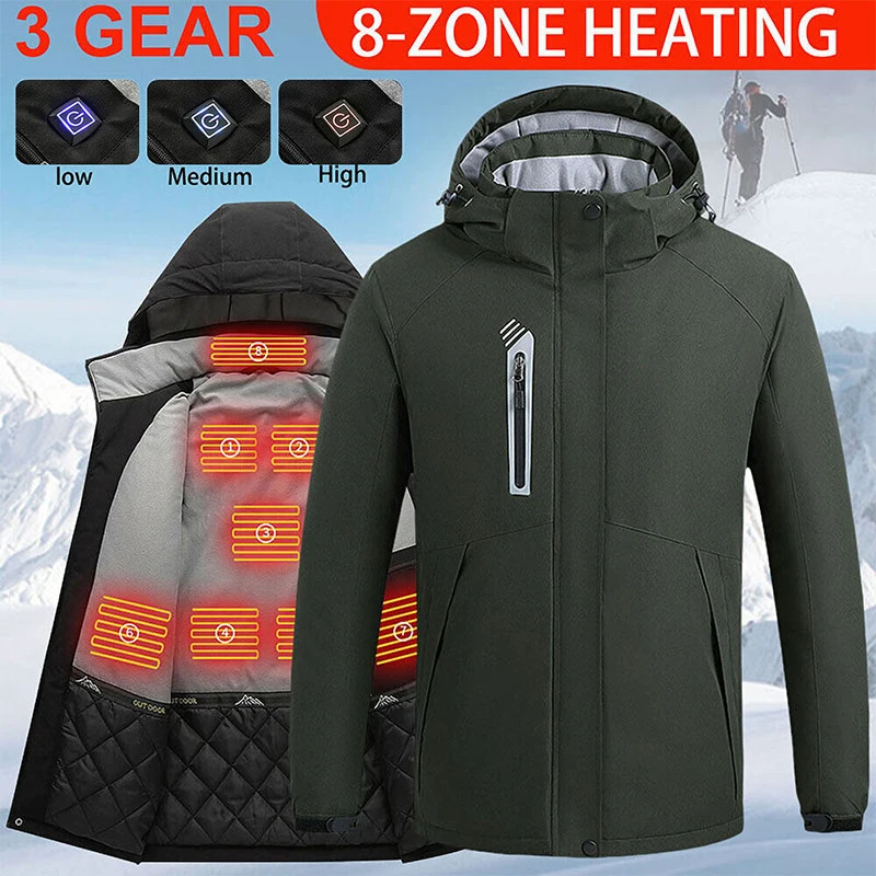 Electric Heated Jacket Hooded Coat Rechargeable Outwear Winter Warmer Outwear Electric Jacket Heating Warmer Washable