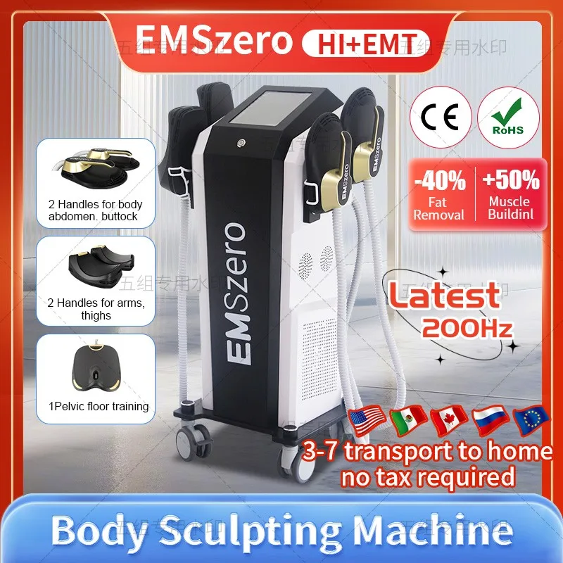 

EMSzero 6000W14Tesla Hi-emt+RF EMSlim Muscle body sculpting Machine with 4Handles RF Pelvic StimulationPadsOptional salon 2023