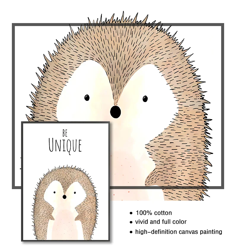 Мультяшные животные скандинавский постер настенное фото Лев слон детский сад