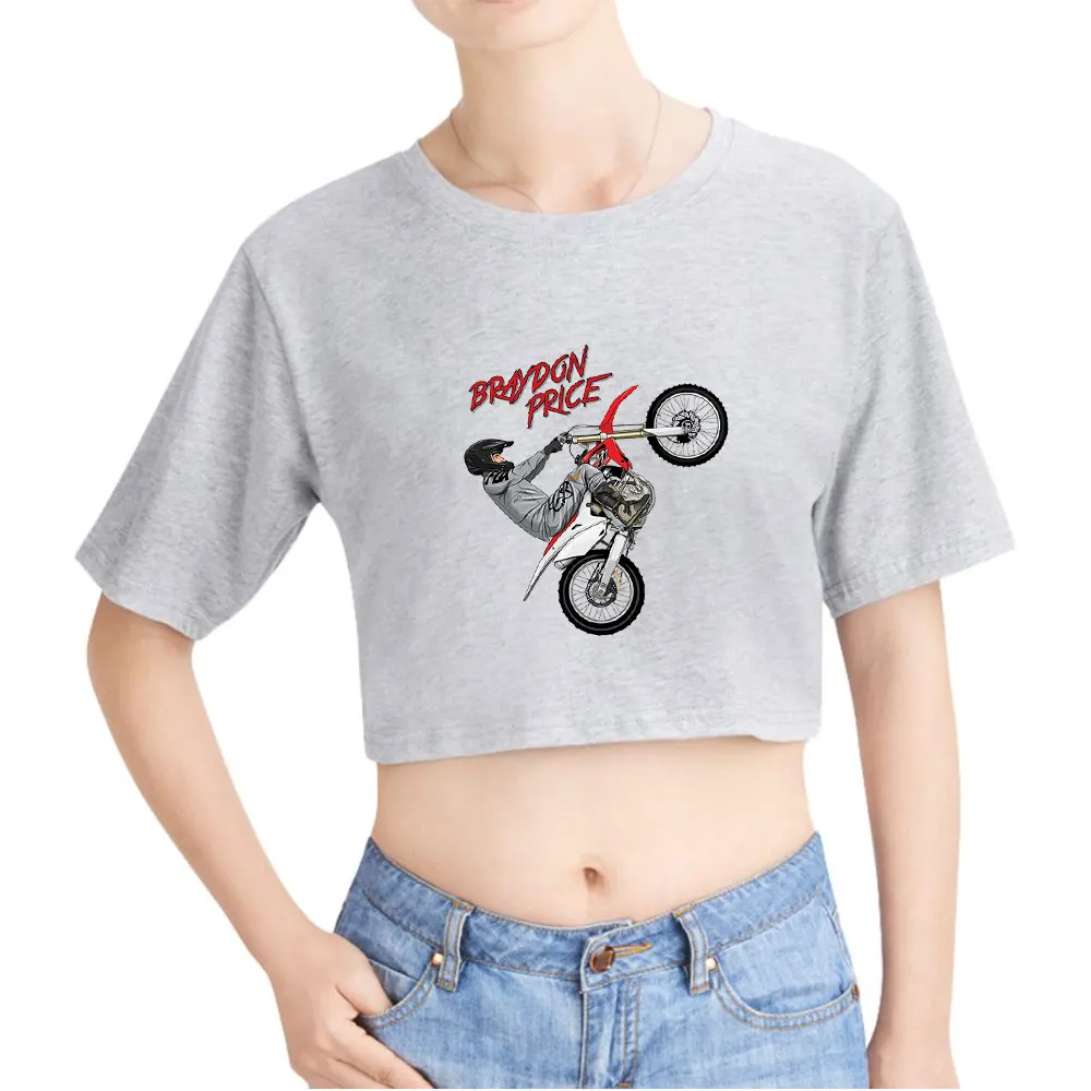 Кроп-Топ женский с круглым вырезом открытым пупком |