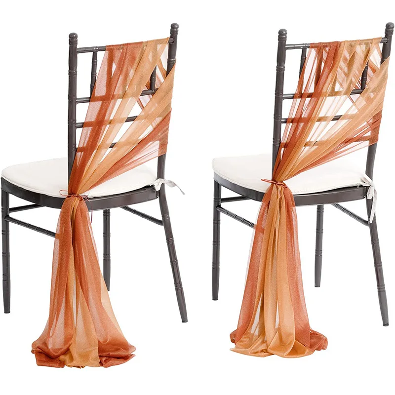 

20sets 20x250cm Outdoor Wedding Chair Sashes Chiffon Yarn Chair Bands for Banquet Wedding Party Supplies Event Chair Decoration