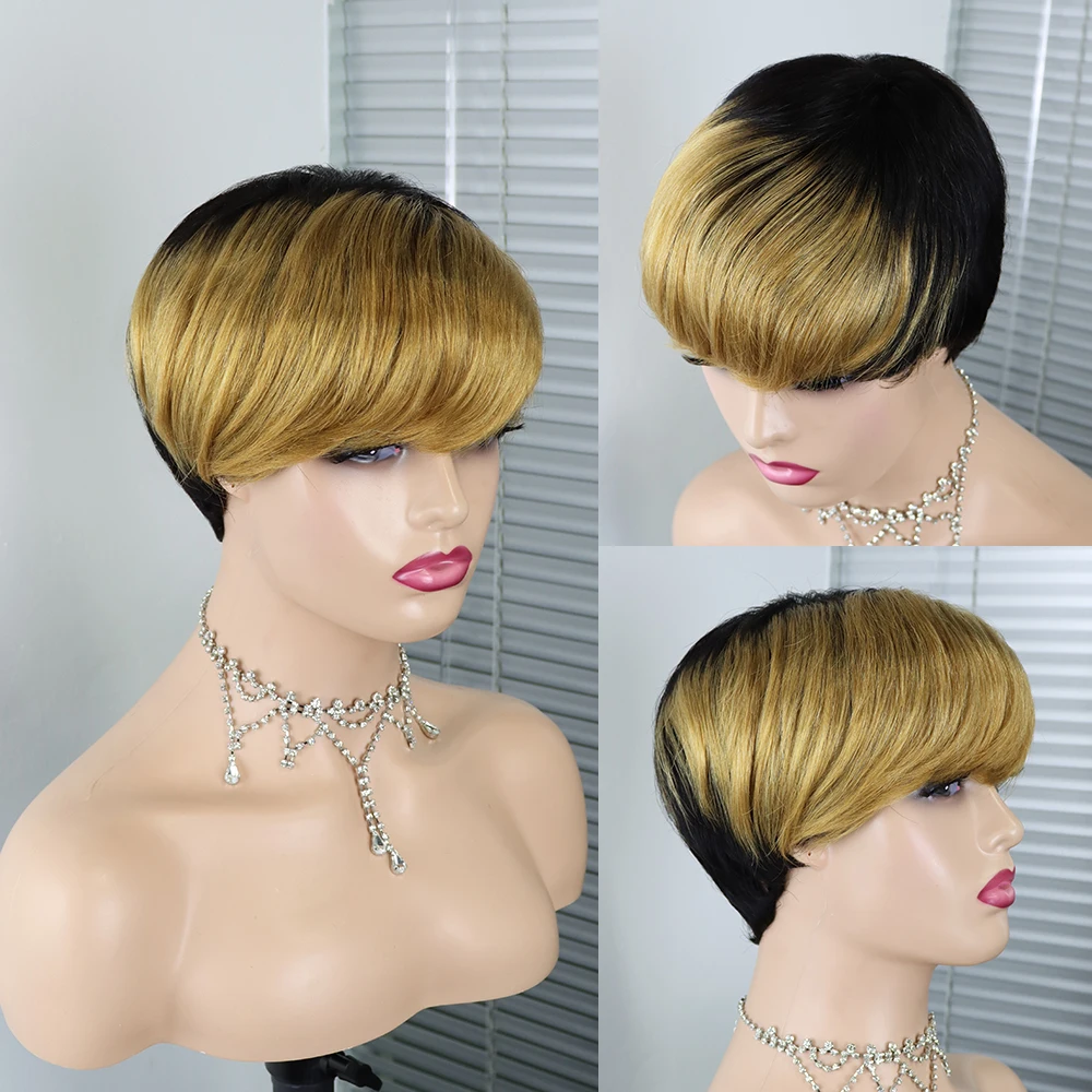 Короткие прямые волнистые парики для чернокожих женщин из человеческих волос