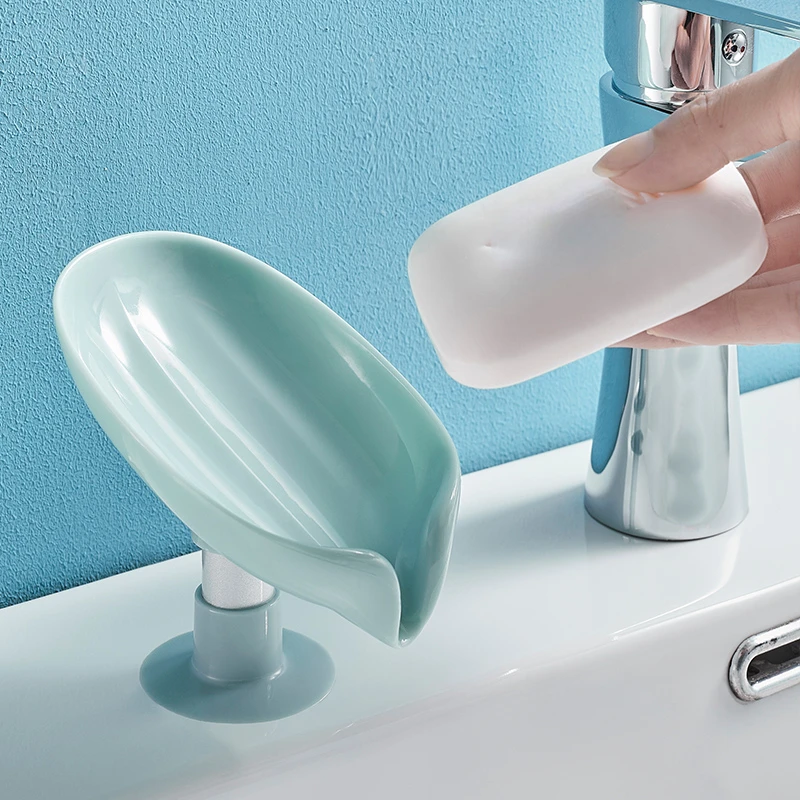 

Leaf Shaped Soap Holder Shower Soap Shelf Bath Soap Box Vertical Suction Cup Laundry Soap Dish Storage gadget Bathroom Supplies