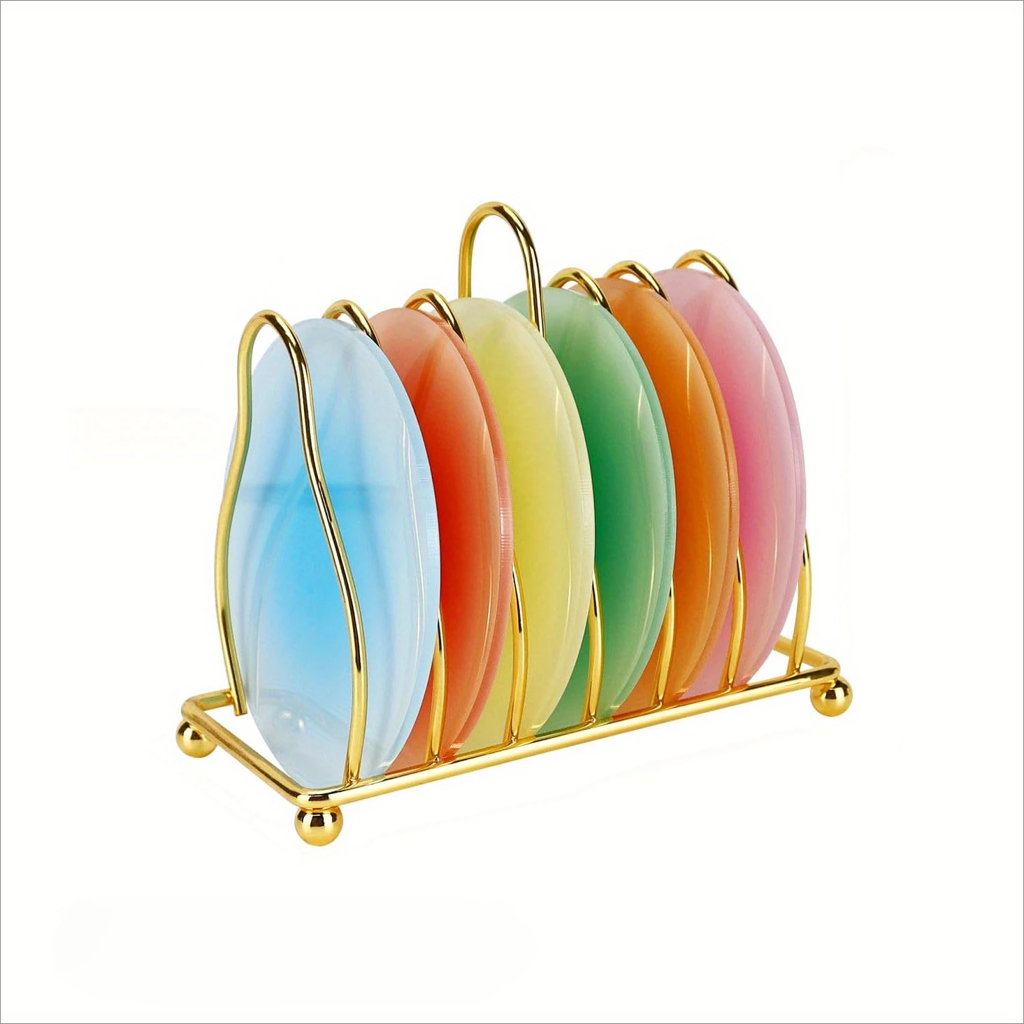 

Красочный Набор Акриловых Подставок С Металлическим Держателем, Экологически Чистый Изоляционный Коврик Для Чашек Кофе, Чая