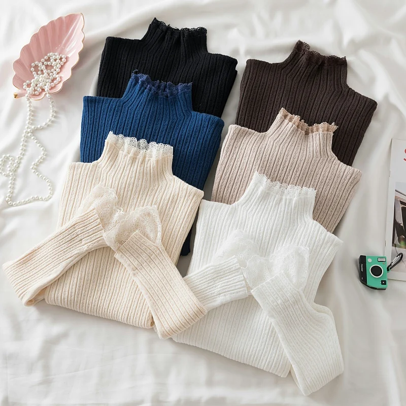 

2021 Gebreide Vrouwen Trui Truien Slim Ложные Hals Kant осень зима Basic Vrouwen Truien Slim Fit джемперы топ полосатый свитер