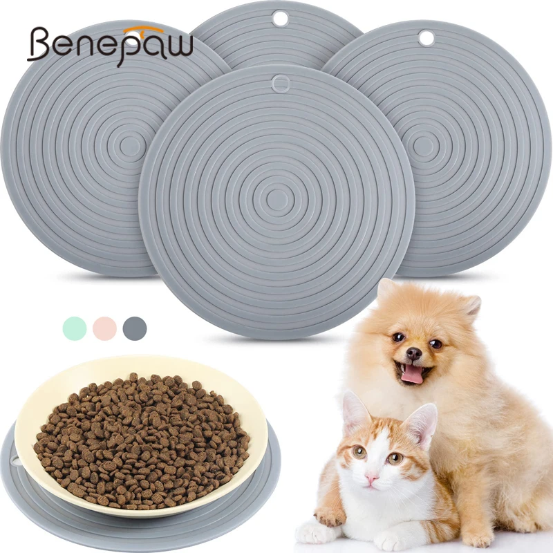 

Benepaw Silicone Pet Food Placemat Mat Round Dog Bowl Mat Feeding Mats For Medium Small Breed Preventing Food Water Overflow