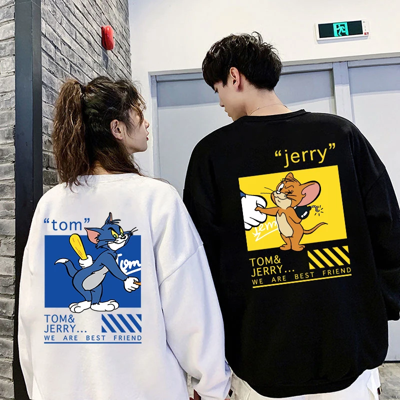 

Cat Tom Mouse Jerry Cartoon Couple Pullover Women Men Casual Sweatshirt Fashion Autumn Winter Hooded Unisex Ulzzang Hoody