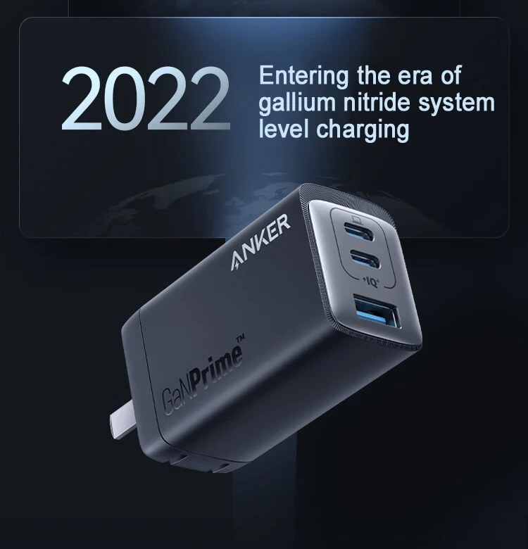 Фото Зарядное устройство Anker USB-C, зарядное устройство Anker 737 GaNPrime 120 Вт, 3-портовое быстрое компактное складное настенное зарядное устройство для ... №4