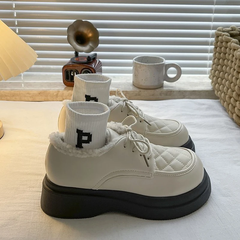 

Cross Women's Shoes White Sneakers Low Heels Oxfords British Style Modis Female Footwear Clogs Platform Autumn Leather Preppy 20