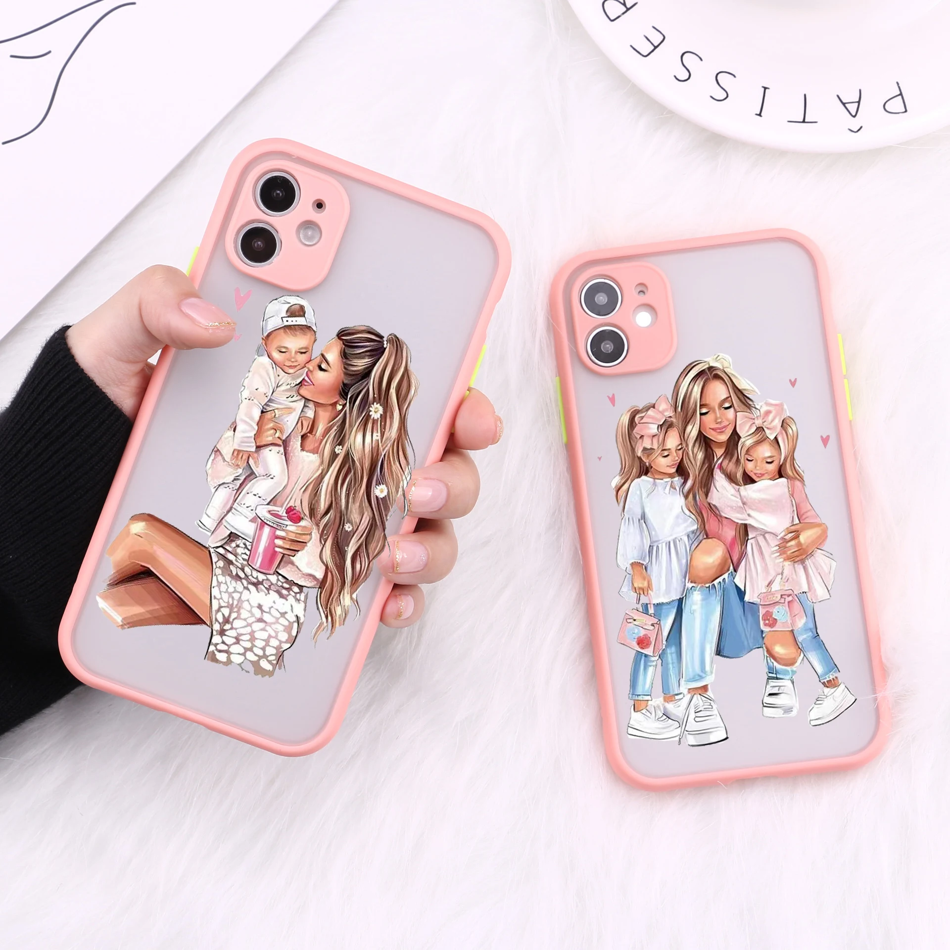 

PUNQZY Cute MaMa Of Girl Boy Mom Baby Phone Case For iPhone 14 13 12 MINI PRO MAX 11 XR 7 6 8 Plus X XS Holiday Gifts Hard Cover