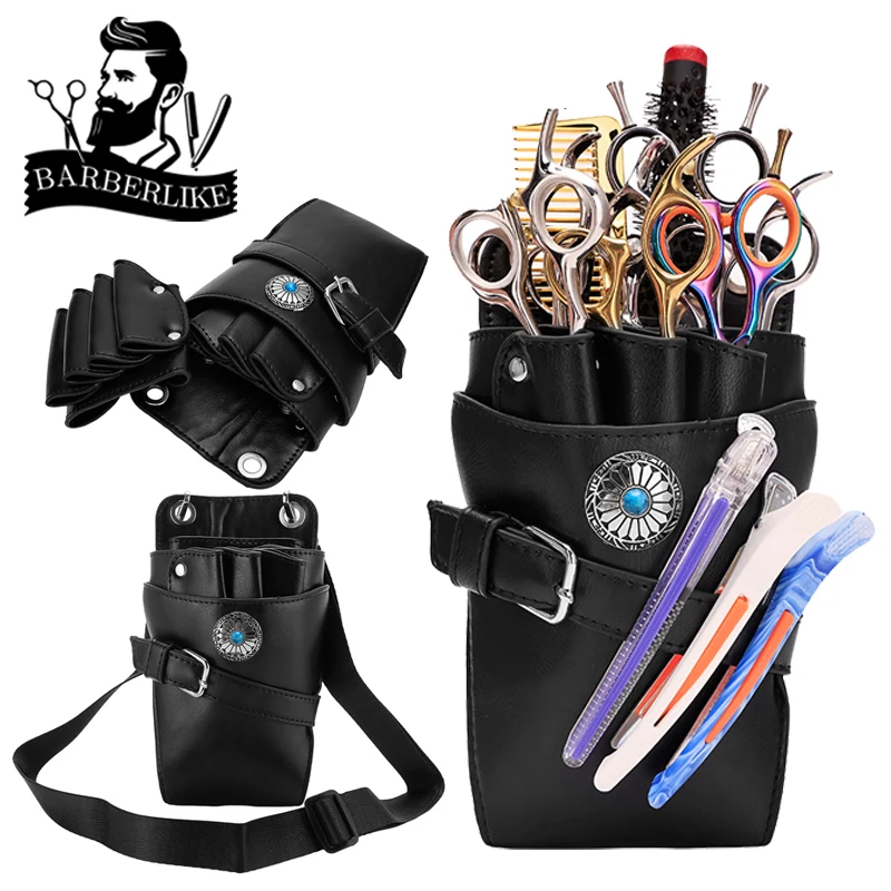 

PU Leather Hair Scissor Bag Clips Comb Case Holster Bags Barber Holder Tool Salon Waist Pack Belt Barbershop Hairdressing Bag