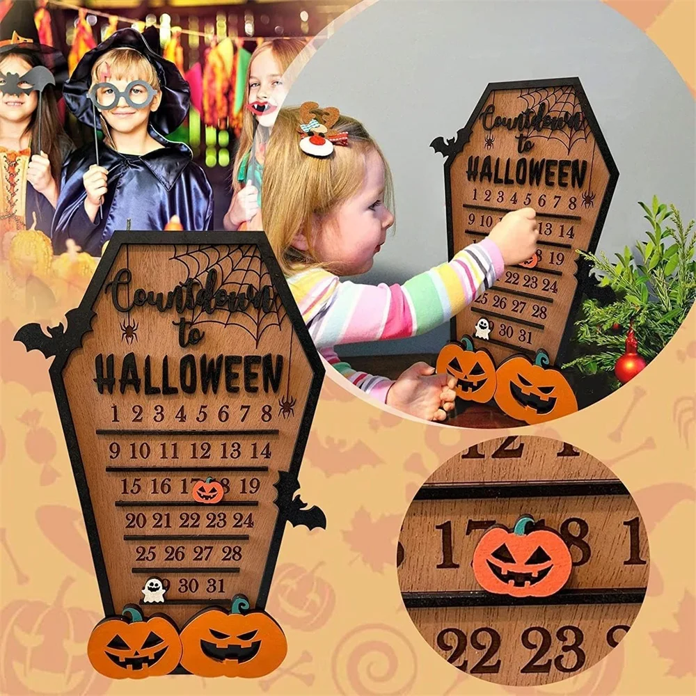 

Halloween Advent Calendar Wooden Countdown To Christmas Pumpkin Bat Horror Ornaments Indoor Party Festival Decoration