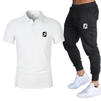2022 summer new mens polo shirt pants set quick dry breathable polo shirt polyester short sleeve set mens t shirt set