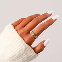 vintage fashion ladies stainless steel open chain striped adjustable ring