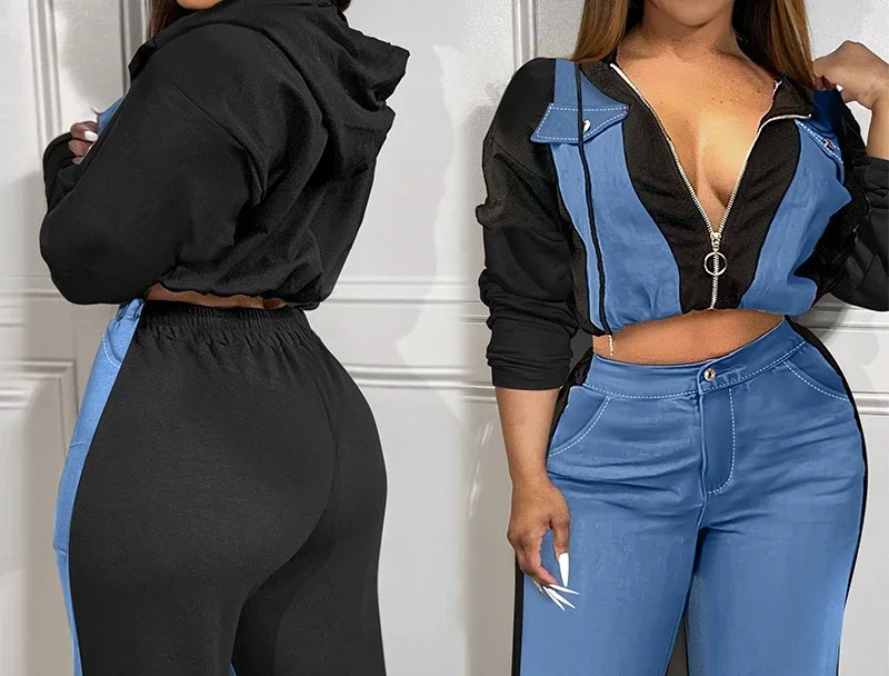 Женский комплект из двух предметов с цветными блоками и клапанами на молнии