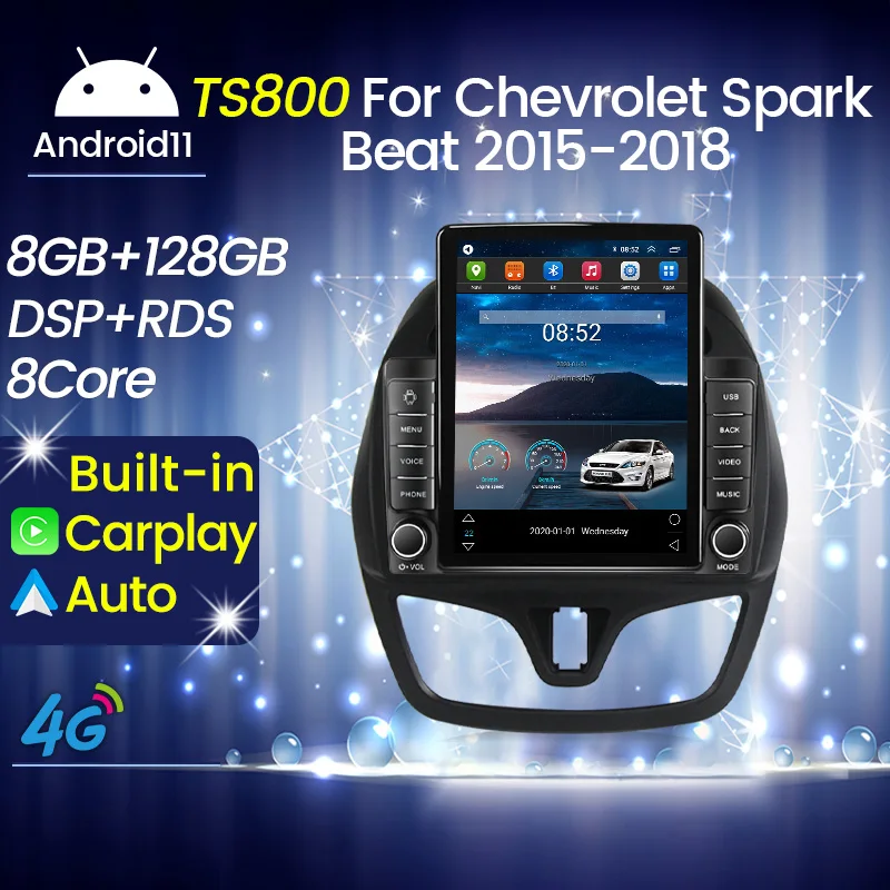 Android 11 Carplay Для Tesla Вертикальный Автомобиль Радио Стерео CHEVROLET Spark Beat 2015 2016 2017