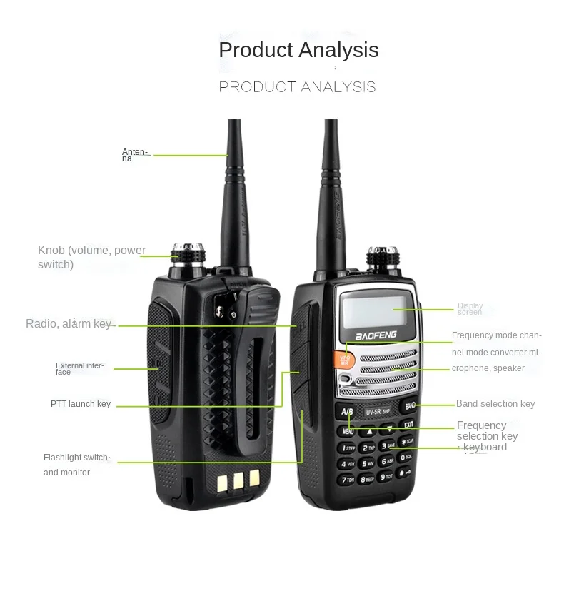 Baofeng Bf-5RHP Walkie Talkie High Power Outdoor Handset Baofeng Gt-3 Upgraded Version