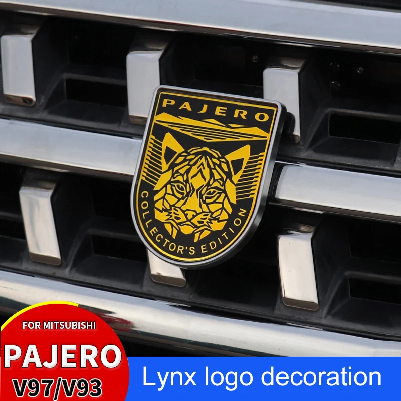 

For Mitsubishi Pajero 97 V93 V87 Lynx logo Decoration Pajero Bobcat Car Logo Decoration Wheel Hub Pajero Front Grid Decoration