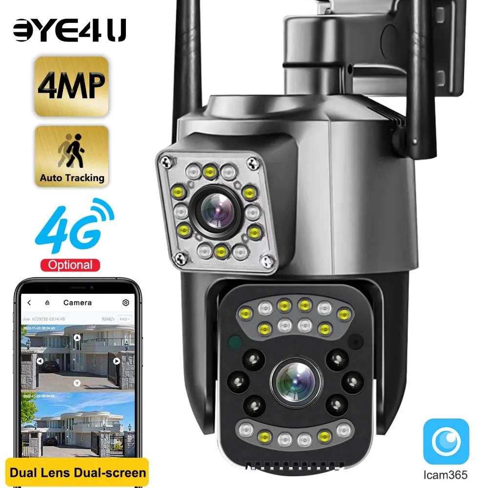 

4MP 4G Camera Outdoor Dual Lens Dual Screens 10X Zoom 2K WiFi Cameras PTZ Smart Security Protection Auto Tracking Binocular Cam